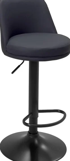 Lot de 2 tabourets de bar, assise ronde, haut dossier, réglable, pivotant rif (noir)
