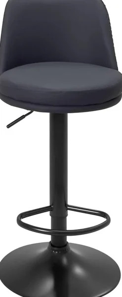 Lot de 2 tabourets de bar, assise ronde, haut dossier, réglable, pivotant rif (noir)