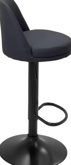 Lot de 2 tabourets de bar, assise ronde, haut dossier, réglable, pivotant rif (noir)