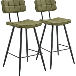 Lot de 2 tabourets de bar en simili vert FERNAND - HAPPY GARDEN