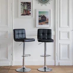 Lot de 2 tabourets de bar noir MIKE - HAPPY GARDEN