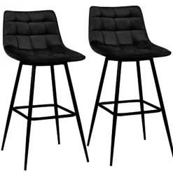 Lot de 2 tabourets de bar MADY en velours noir