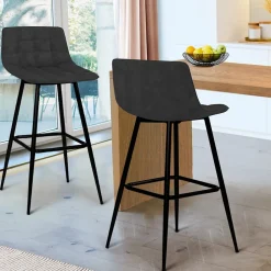 Lot de 2 tabourets de bar MADY en velours noir