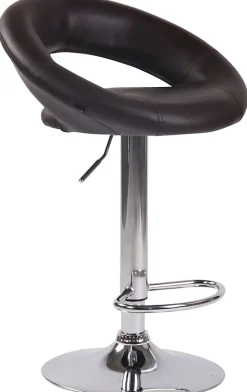 Lot De 2 Tabourets De Bar Olinda En Similicuir, Hauteur Réglable Et Pivotant A 360 , Piètement Trompette Marron/Chrome