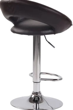 Lot De 2 Tabourets De Bar Olinda En Similicuir, Hauteur Réglable Et Pivotant A 360 , Piètement Trompette Marron/Chrome
