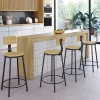 Lot de 4 tabourets de bar DETROIT assise ronde avec dossier design industriel