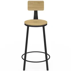 Lot de 4 tabourets de bar DETROIT assise ronde avec dossier design industriel