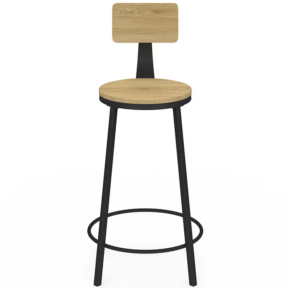 Lot de 4 tabourets de bar DETROIT assise ronde avec dossier design industriel