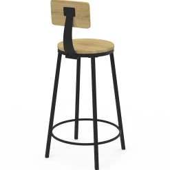 Lot de 4 tabourets de bar DETROIT assise ronde avec dossier design industriel