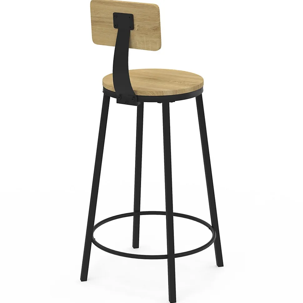 Lot de 4 tabourets de bar DETROIT assise ronde avec dossier design industriel