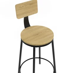 Lot de 4 tabourets de bar DETROIT assise ronde avec dossier design industriel