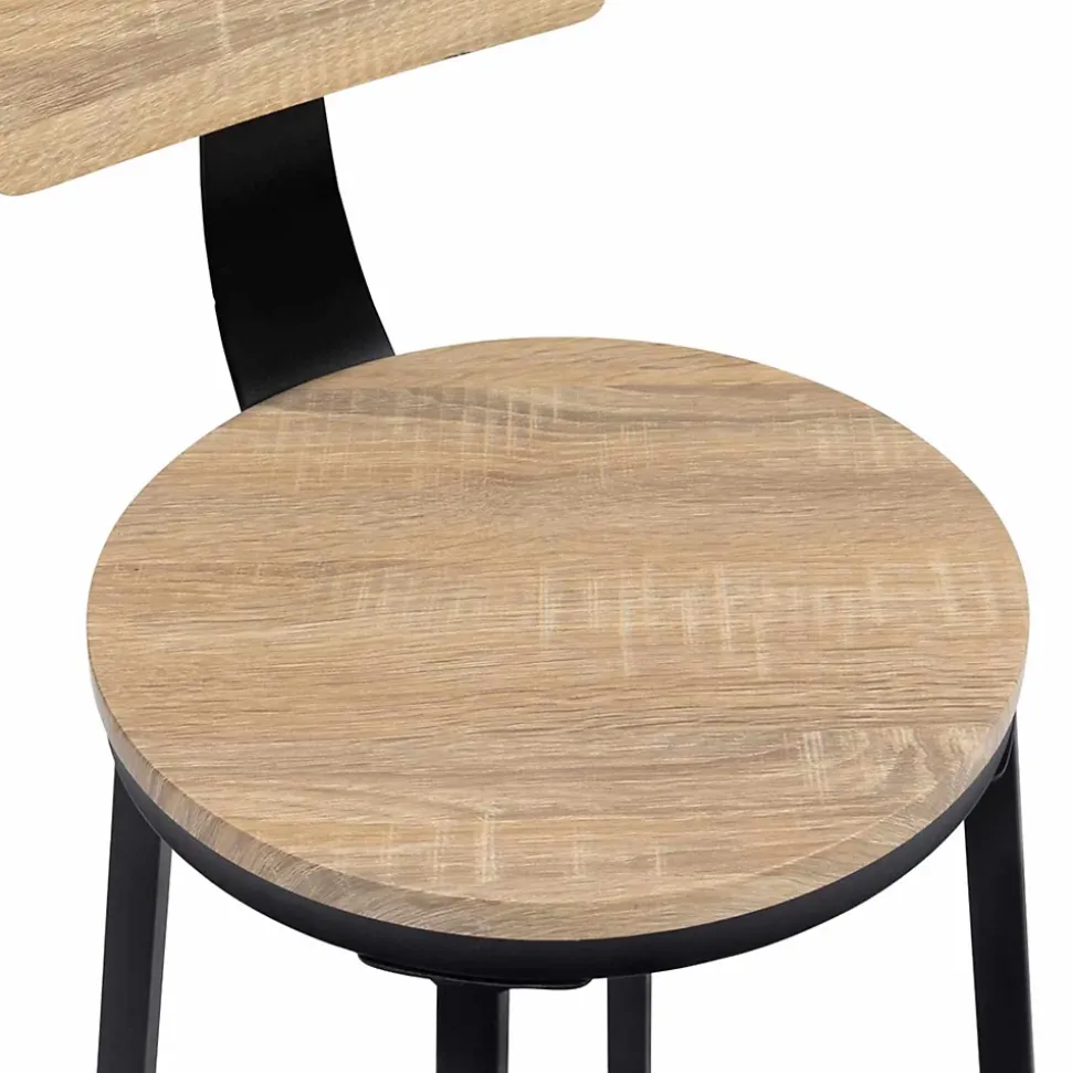 Lot de 4 tabourets de bar DETROIT assise ronde avec dossier design industriel