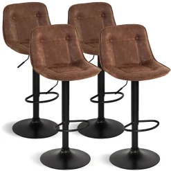 Lot de 4 tabourets de bar DENVER marron vintage