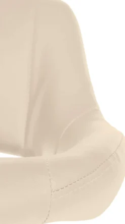 Lot de 2 tabourets de bar Milet similicuir, Chaise de bar pivotante avec repose-pieds et dossier Métalchromé/Crème