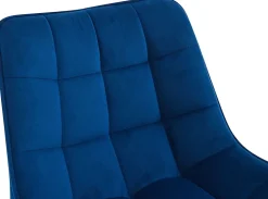 Lot de 2 tabourets de bar Dartford, Chaise de bar rembourrée, Structure métallique Bleu/Velours