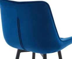 Lot de 2 tabourets de bar Dartford, Chaise de bar rembourrée, Structure métallique Bleu/Velours