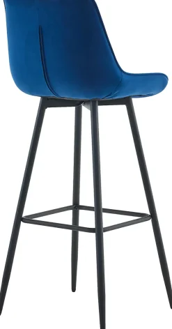 Lot de 2 tabourets de bar Dartford, Chaise de bar rembourrée, Structure métallique Bleu/Velours