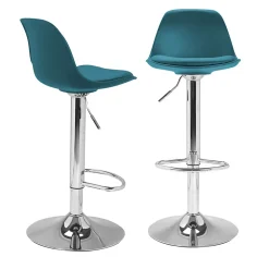 Lot de 2 tabourets de bar KARL design bleu canard