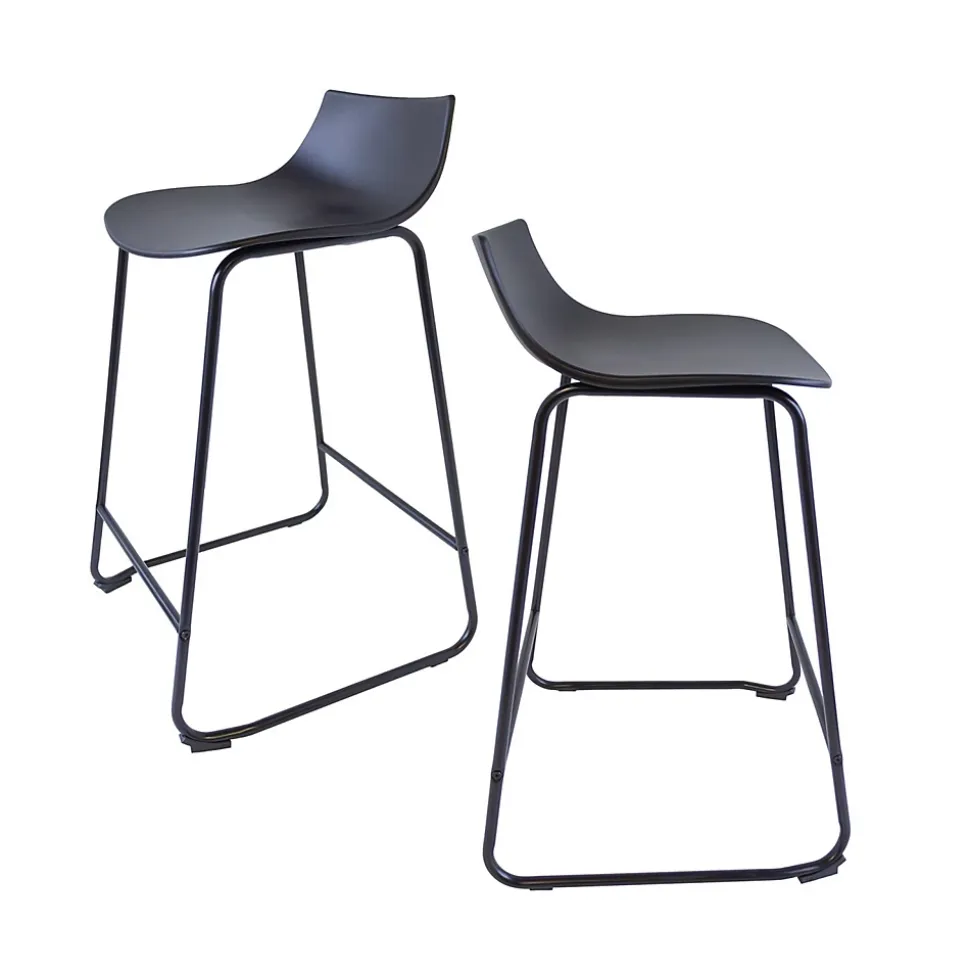 Lot de 2 tabourets de bar en métal et plastique noir 48,5 x 47 x 82 cm