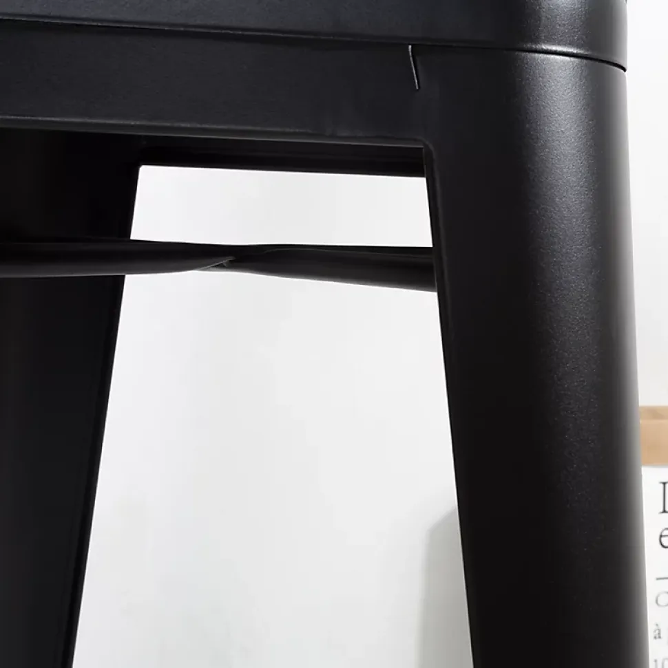 Lot de 4 tabourets de bar en métal noir mat style industriel Avec dossier Hauteur 66cm