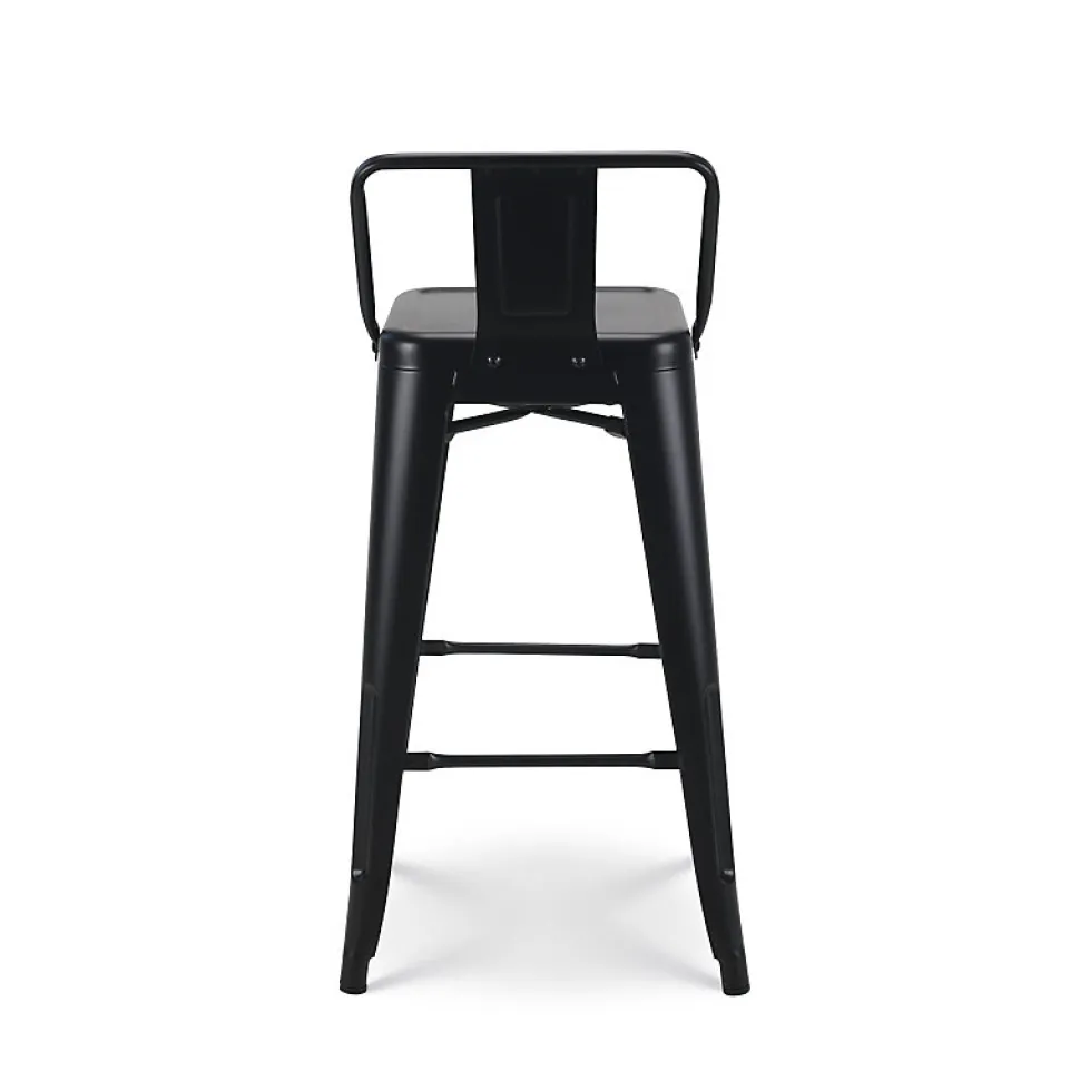 Lot de 4 tabourets de bar en métal noir mat style industriel Avec dossier Hauteur 66cm