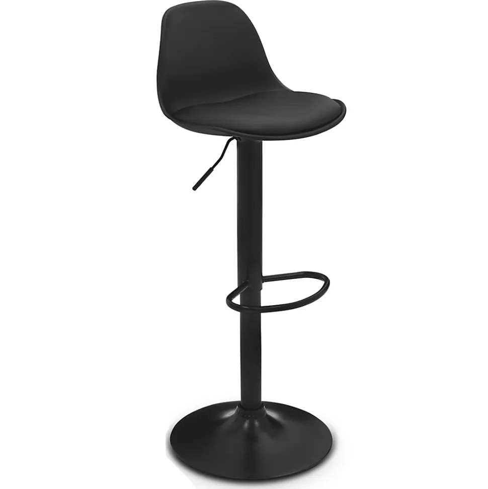 Lot de 4 tabourets de bar KARL design noir pied noir