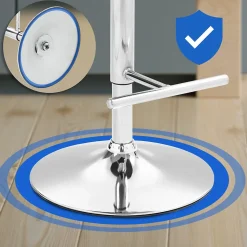 Lot de 2 tabourets de bar Damar similicuir, chaise réglable, pivotante, avec repose-pieds, dossier Blanc/Chrome