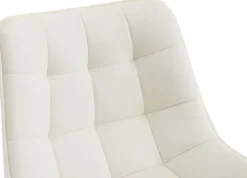 Lot de 2 tabourets de bar Dartford, Chaise de bar rembourrée, Structure métallique Crème/Velours