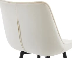 Lot de 2 tabourets de bar Dartford, Chaise de bar rembourrée, Structure métallique Crème/Velours