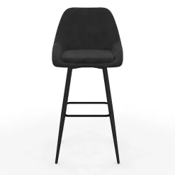 Lot de 4 tabourets de bar THALYA en velours noir avec demi-accoudoirs