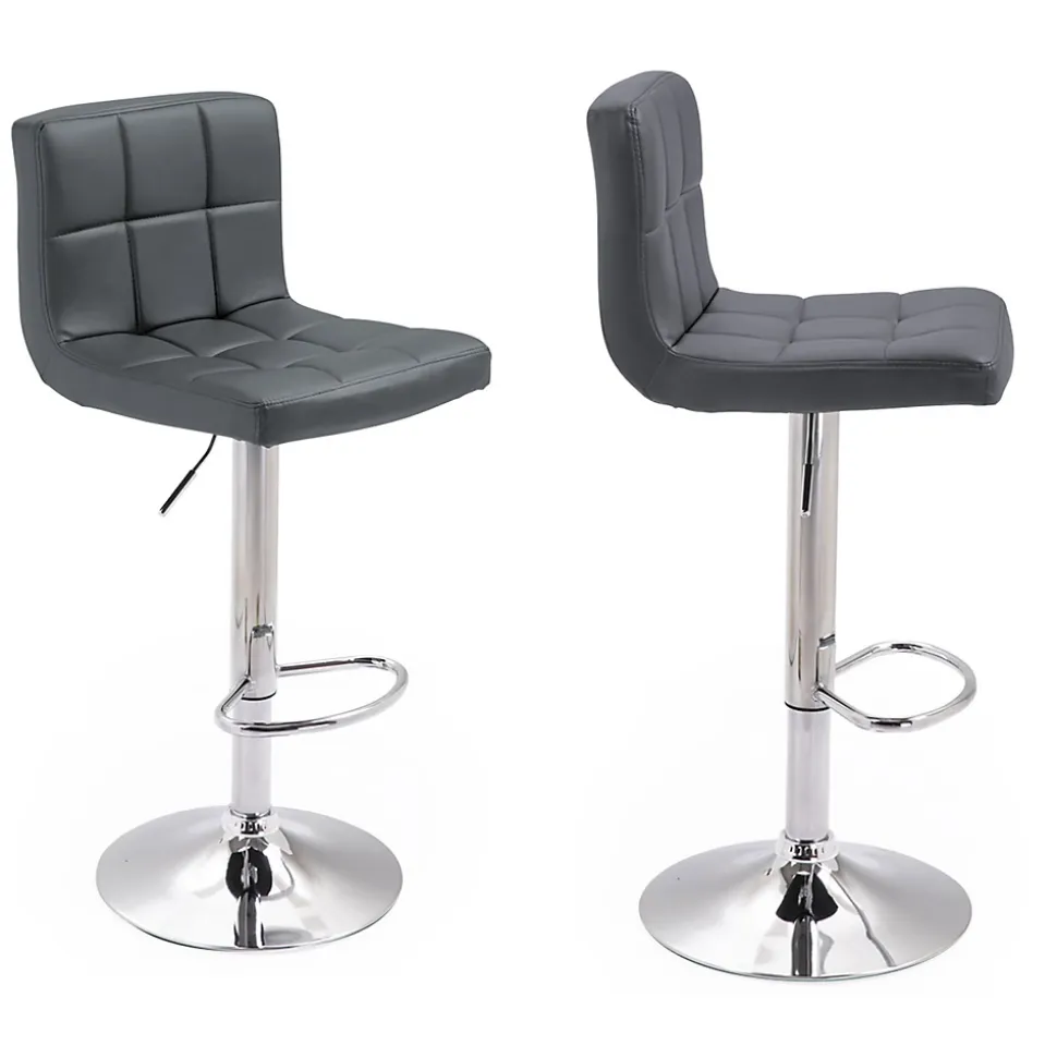 Lot de 2 tabourets de bar gris MIKE - HAPPY GARDEN