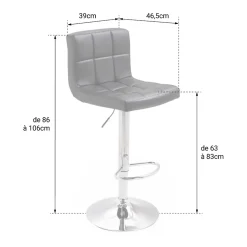 Lot de 2 tabourets de bar gris MIKE - HAPPY GARDEN