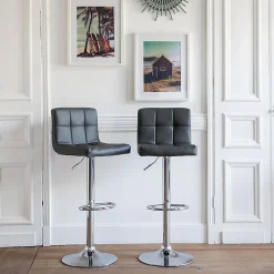 Lot de 2 tabourets de bar gris MIKE - HAPPY GARDEN