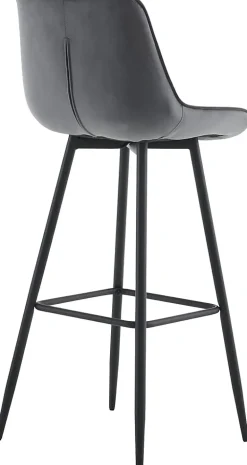 Lot de 2 tabourets de bar Dartford, Chaise de bar rembourrée, Structure métallique Grisfoncé/Velours