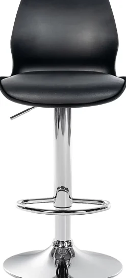 Lot de 2 tabourets de bar Gilbert, assise rembourrée en similicuir, réglable en hauteur, pivotant Noir/Plastique