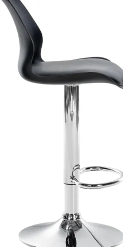 Lot de 2 tabourets de bar Gilbert, assise rembourrée en similicuir, réglable en hauteur, pivotant Noir/Plastique