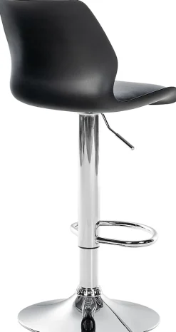 Lot de 2 tabourets de bar Gilbert, assise rembourrée en similicuir, réglable en hauteur, pivotant Noir/Plastique