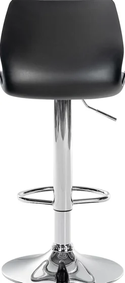Lot de 2 tabourets de bar Gilbert, assise rembourrée en similicuir, réglable en hauteur, pivotant Noir/Plastique