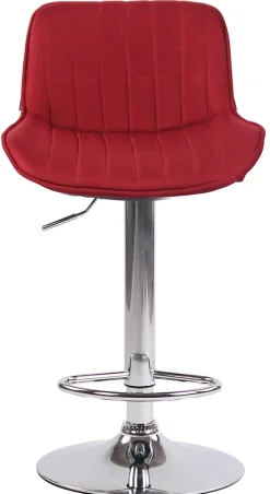 Lot De 2 Tabourets De Bar Lentini En Tissu, Chaise Haute De Bistrot Avec Repose-pieds, Pivotant Réglable Rouge/Chrome