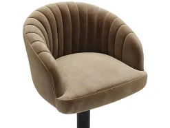 Lot de 2 tabourets de bar en velours et métal - Hauteur réglable - Beige - DORALIZ