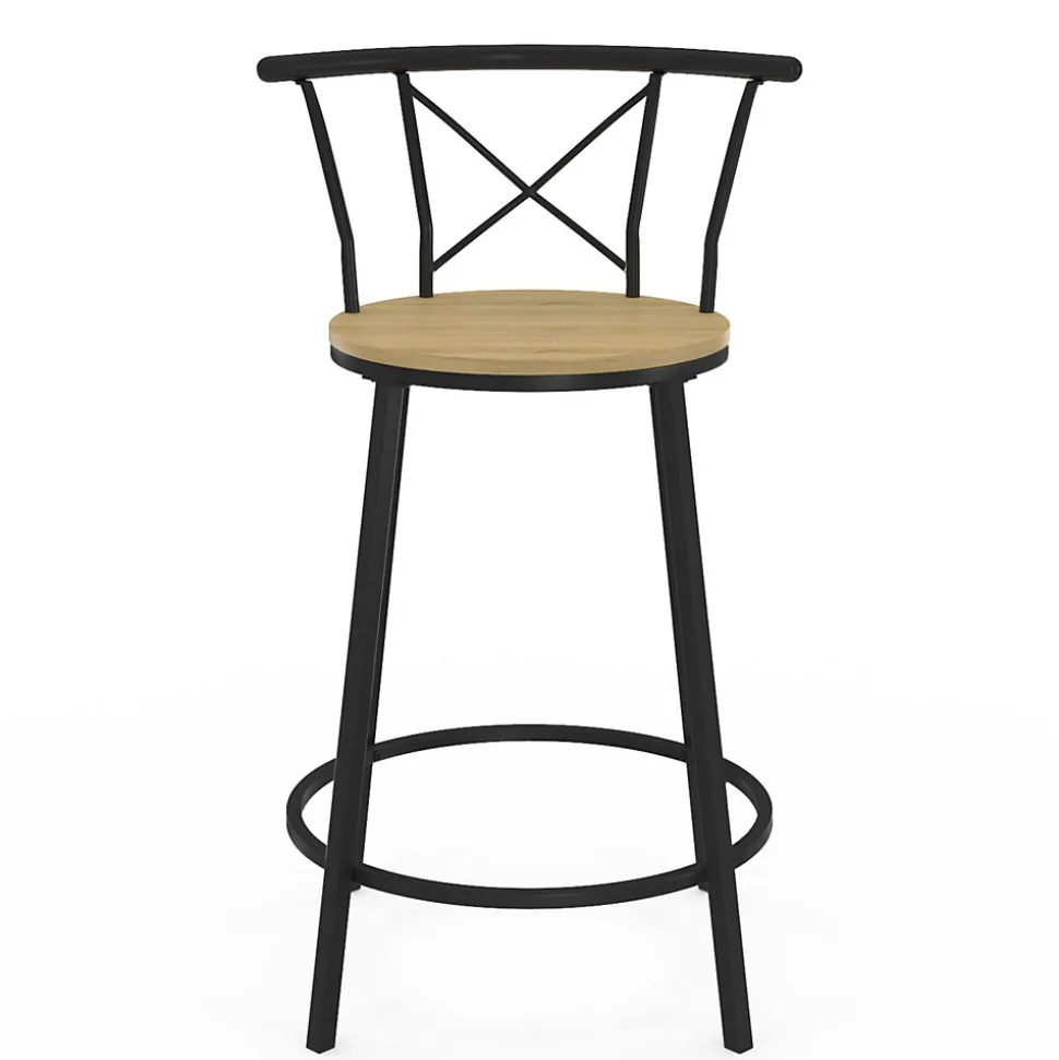 Lot de 4 tabourets de bar bistrot DETROIT avec dossier arrondis design industriel