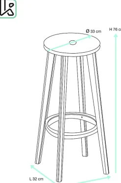 Lot de 2 tabourets de cuisine bar scandinaves ronds hauteur 76cm bois clair kibi (blanc)