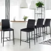 Lot de 4 tabourets ROMANE en PVC noir design contemporain chaises de bar rembourrées
