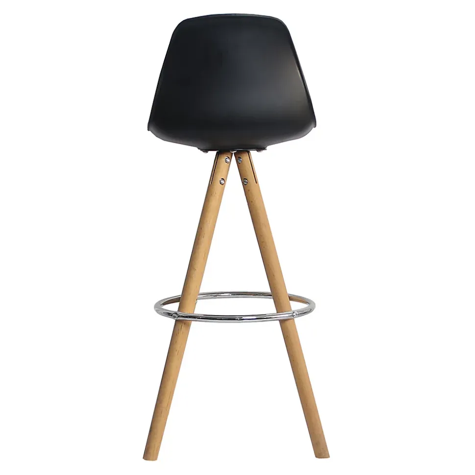 Lot de 2 tabourets scandinaves TOBIAS noirs avec coussin - HAPPY GARDEN