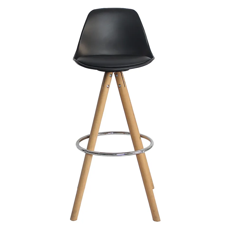 Lot de 2 tabourets scandinaves TOBIAS noirs avec coussin - HAPPY GARDEN