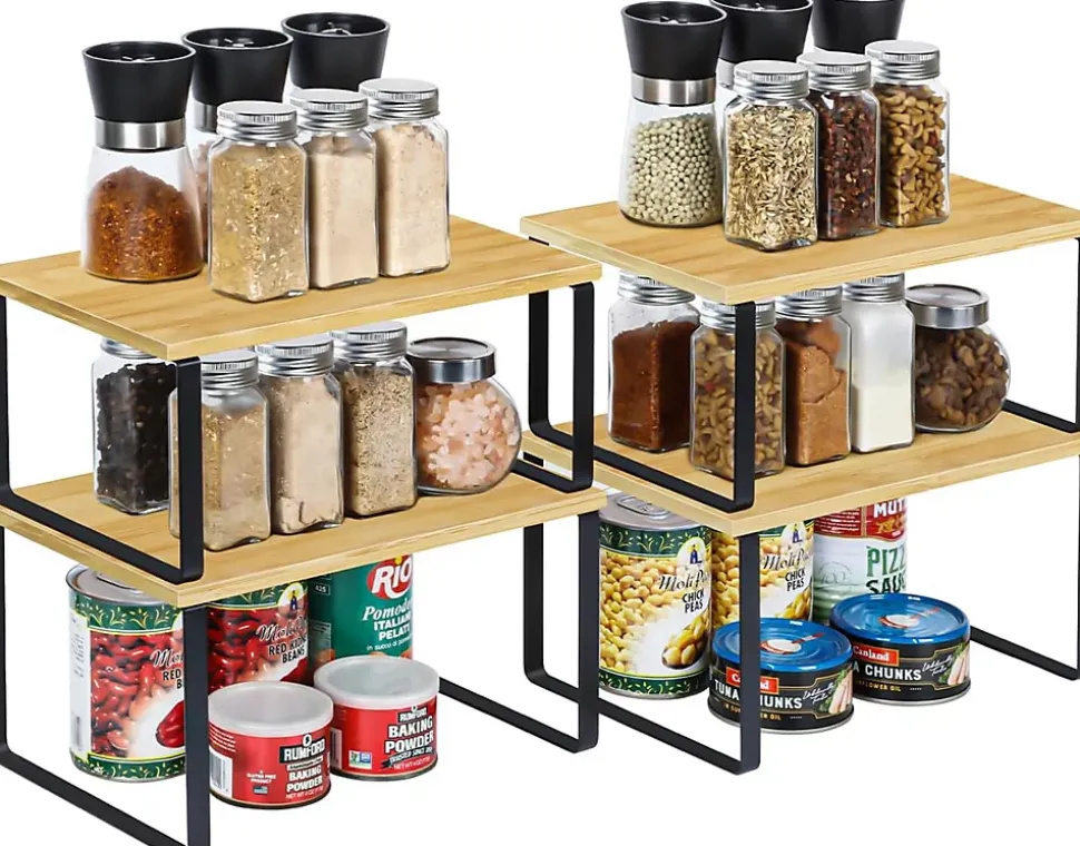 Lot de 4 étagères à épices empilables pour armoires de cuisine