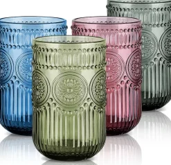 Lot de 4 Verres Tumblers Tournesol Verre Épais et Élégant