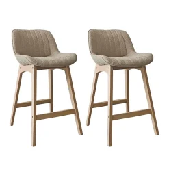 Lot de chaises MILK d'îlot et bar en chêne et assise tissu bouclette 65cm
