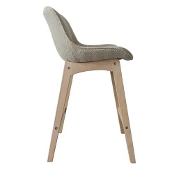 Lot de chaises MILK d'îlot et bar en chêne et assise tissu bouclette 65cm