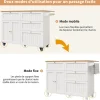 Îlot de cuisine - Buffet de Cuisine Multifonction avec Rangements Extensibles et Tiroirs, MDF et Métal, 120,8x37,3x88 cm, Blanc